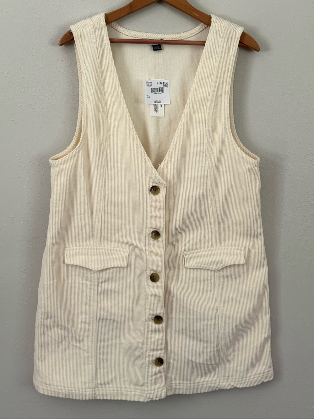 American Eagle Cream Corduroy Jumper Size Large NWT